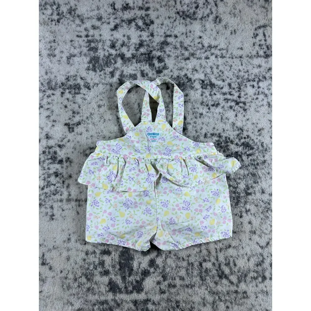 80's Vintage Floral Oshkosh B'gosh Shortalls 100% cotton Size 2T Fruit